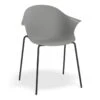 LEVEL Pebble Armchair Grey With Shell Seat - 4 Post Base With Black Legs