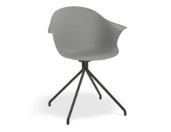 LEVEL Pebble Armchair Grey With Shell Seat - 4 Post Base With White Legs -Level Furniture Outlet Store GreySeat NonSwivelBaseBlack MAIN