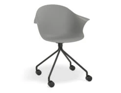 LEVEL Pebble Armchair Grey With Shell Seat - 4 Post Base With White Legs -Level Furniture Outlet Store GreySeat NonSwivelCastorBaseBlack MAIN