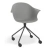 LEVEL Pebble Armchair Grey With Shell Seat - Pyramid Fixed Base With Castors