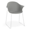 LEVEL Pebble Armchair Grey With Shell Seat - Sled Base With White Legs
