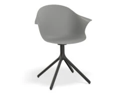 LEVEL Pebble Armchair Grey With Shell Seat - 4 Post Base With White Legs -Level Furniture Outlet Store GreySeat SwivelBaseBlack MAIN