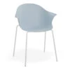 LEVEL Pebble Armchair Pale Blue With Shell Seat - 4 Post Base With White Legs