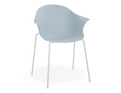 LEVEL Pebble Armchair Pale Blue With Shell Seat - 4 Post Base With White Legs