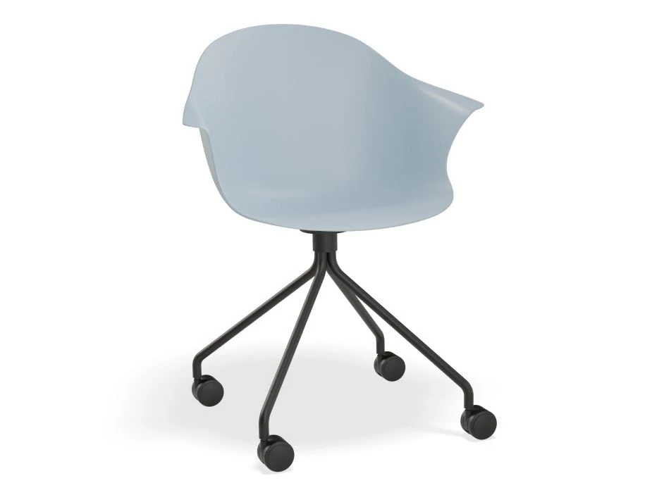 LEVEL Pebble Armchair Pale Blue With Shell Seat - Pyramid Fixed Base With Castors 1 LEVEL Pebble Armchair Pale Blue With Shell Seat - Pyramid Fixed Base With Castors