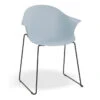 LEVEL Pebble Armchair Pale Blue With Shell Seat - Sled Base With Black Legs