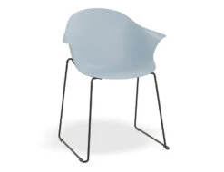 LEVEL Pebble Armchair Pale Blue With Shell Seat - Sled Base With Black Legs