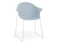 LEVEL Pebble Armchair Pale Blue With Shell Seat - 4 Post Base With White Legs -Level Furniture Outlet Store LightBlueSeat RailBaseWhite MAIN