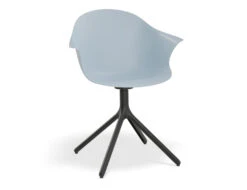 LEVEL Pebble Armchair Pale Blue With Shell Seat - 4 Post Base With White Legs -Level Furniture Outlet Store LightBlueSeat SwivelBaseBlack MAIN
