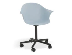 LEVEL Pebble Armchair Pale Blue With Shell Seat - 4 Post Base With White Legs -Level Furniture Outlet Store LightBlueSeat SwivelCastorBaseBlack MAIN