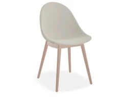 LEVEL Pebble Fabric Light Grey Upholstered Chair - Natural Beechwood Base