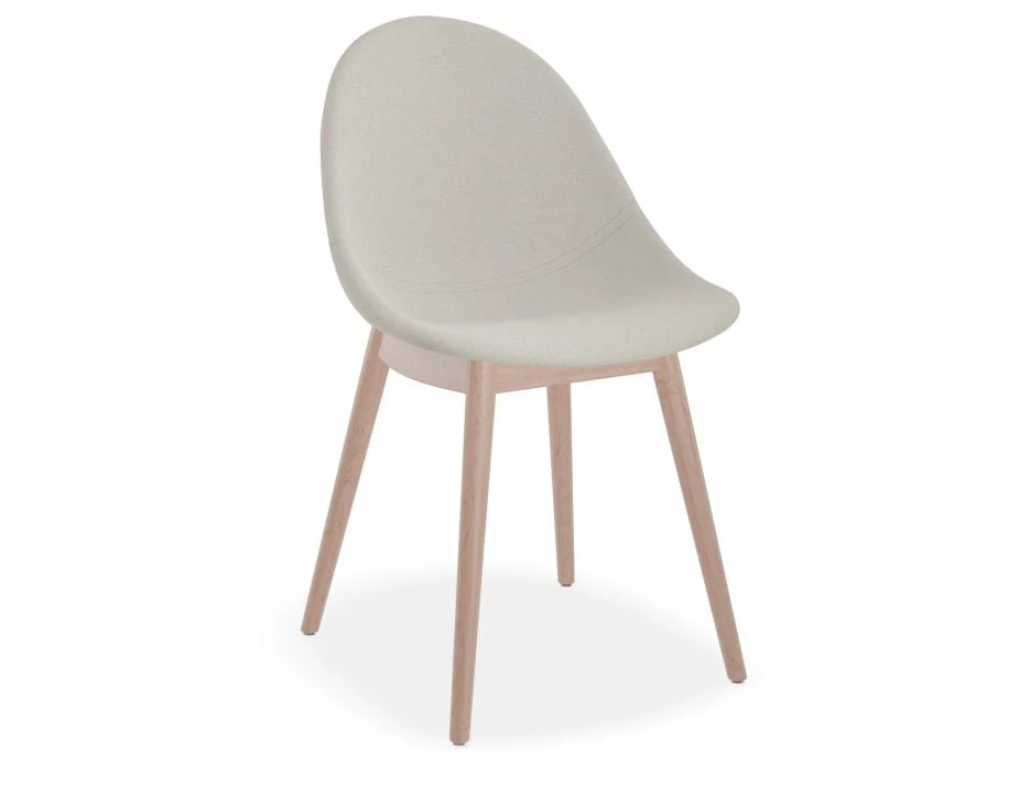 LEVEL Pebble Fabric Light Grey Upholstered Chair - Natural Beechwood Base 1 LEVEL Pebble Fabric Light Grey Upholstered Chair - Natural Beechwood Base
