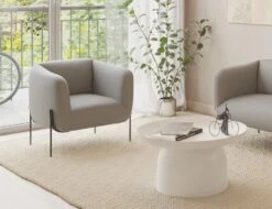 LEVEL Belle Lounge Chair - Cloud Grey - Brushed Matt Bronze Legs -Level Furniture Outlet Store Light Grey Belles Website CloseUp