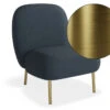 LEVEL Moulon Lounge Chair - Midnight Blue - Brushed Matt Gold Legs