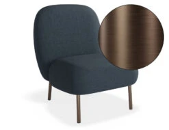 LEVEL Moulon Lounge Chair - Midnight Blue - Brushed Matt Bronze Legs