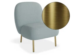 LEVEL Moulon Lounge Chair - Sky Blue - Brushed Matt Gold Legs