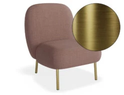 LEVEL Moulon Lounge Chair - Blush Pink - Brushed Matt Gold Legs
