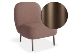 LEVEL Moulon Lounge Chair - Blush Pink - Brushed Matt Bronze Legs