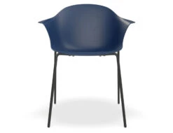 LEVEL Pebble Armchair Navy Blue With Shell Seat - 4 Post Base With White Legs -Level Furniture Outlet Store NavySeat 4PostBaseBlack FRONT