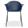 LEVEL Pebble Armchair Navy Blue With Shell Seat - 4 Post Base With Black Legs