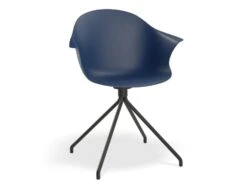 LEVEL Pebble Armchair Navy Blue With Shell Seat - Sled Base With White Legs -Level Furniture Outlet Store NavySeat NonSwivelBaseBlack MAIN 7b112e59 6468 44c1 9375 4cd559a810bb
