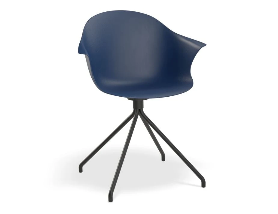 LEVEL Pebble Armchair Navy Blue With Shell Seat - Sled Base With Black Legs 6 LEVEL Pebble Armchair Navy Blue With Shell Seat - Sled Base With Black Legs - Image 6