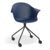 LEVEL Pebble Armchair Navy Blue With Shell Seat - Pyramid Fixed Base With Castors
