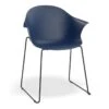 LEVEL Pebble Armchair Navy Blue With Shell Seat - Sled Base With Black Legs