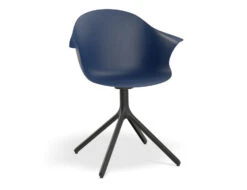 LEVEL Pebble Armchair Navy Blue With Shell Seat - 4 Post Base With White Legs -Level Furniture Outlet Store NavySeat SwivelBaseBlack MAIN