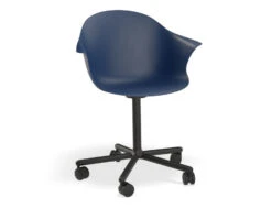 LEVEL Pebble Armchair Navy Blue With Shell Seat - 4 Post Base With White Legs -Level Furniture Outlet Store NavySeat SwivelCastorBaseBlack MAIN