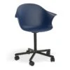 LEVEL Pebble Armchair Navy Blue With Shell Seat - Swivel Base With Castors