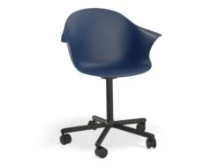 LEVEL Pebble Armchair Navy Blue With Shell Seat - Sled Base With White Legs -Level Furniture Outlet Store NavySeat SwivelCastorBaseBlack MAIN b74c351b de02 41d4 9668 61cc130f6a80