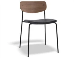 LEVEL Rylie Chair - Padded Seat And American Walnut Backrest - Tan Vintage Vegan Leather Seat -Level Furniture Outlet Store P1 Rylie chair walnut blackPU