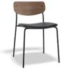 LEVEL Rylie Chair - Padded Seat And American Walnut Backrest - Black Vegan Leather Seat