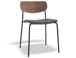 LEVEL Rylie Chair - Padded Seat And American Walnut Backrest - Tan Vintage Vegan Leather Seat -Level Furniture Outlet Store P1 Rylie chair walnut greenPU