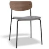 LEVEL Rylie Chair - Padded Seat And American Walnut Backrest - Grey Vintage Vegan Leather Seat