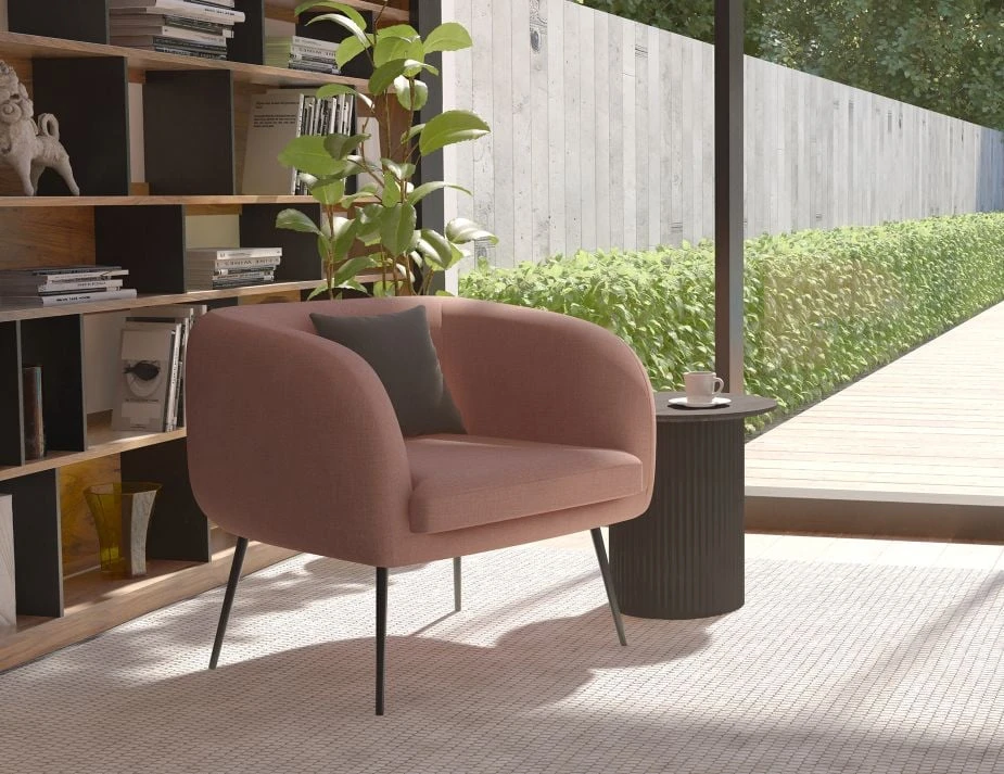 LEVEL Amour Lounge Chair - Blush Pink - Matt Black Legs 3 LEVEL Amour Lounge Chair - Blush Pink - Matt Black Legs - Image 3