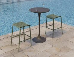 LEVEL Roku Outdoor Backless Bar Stool In Matt Eucalyptus Green 15 LEVEL Roku Outdoor Backless Bar Stool In Matt Eucalyptus Green -Level Furniture Outlet Store Roku Backless Green 1