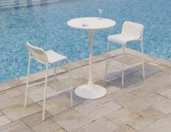 LEVEL Roku Outdoor Bar Stool In Matt White -Level Furniture Outlet Store Roku BarStool white Minori Table