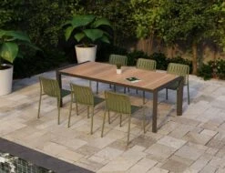 LEVEL Roku Outdoor Dining Chair In Matt Eucalyptus Green - No Cushion -Level Furniture Outlet Store Roku DiningChair Green Charcoal Vydel