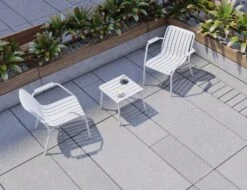 LEVEL Roku Outdoor Lounge Chair In Matt White -Level Furniture Outlet Store Roku Lounge SideTable White1