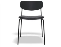 LEVEL Rylie Chair - Padded Seat With Black Backrest - Black Vegan Leather Seat