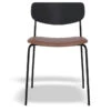 LEVEL Rylie Chair - Padded Seat With Black Backrest - Tan Vintage Vegan Leather Seat