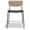 LEVEL Rylie Chair - Padded Seat With Natural Backrest - Black Vegan Leather Seat