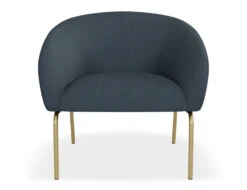 LEVEL Solace Lounge Chair - Midnight Blue - Matt Black Legs -Level Furniture Outlet Store Solace Blue Brass FRONT2