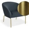 LEVEL Solace Lounge Chair - Midnight Blue - Brushed Matt Gold Legs