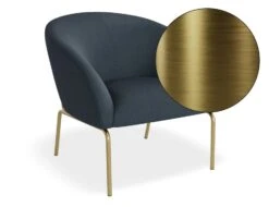 LEVEL Solace Lounge Chair - Midnight Blue - Brushed Matt Gold Legs