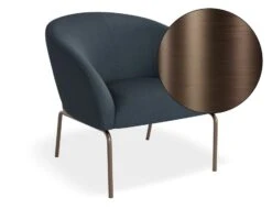 LEVEL Solace Lounge Chair - Midnight Blue - Brushed Matt Bronze Legs
