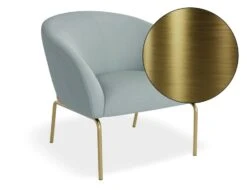 LEVEL Solace Lounge Chair - Sky Blue - Brushed Matt Gold Legs