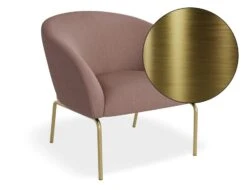 LEVEL Solace Lounge Chair - Plush Pink - Brushed Matt Gold Legs